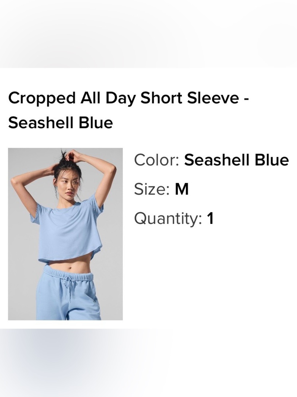 SOLD OUT ALO yoga Cropped all day shirt-Seashell blue
